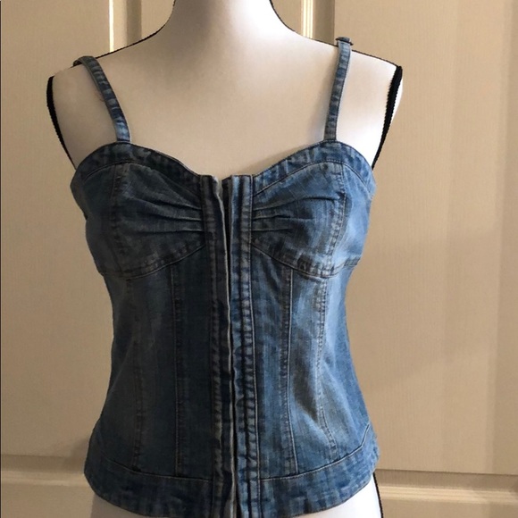 Wet Seal Tops - JUNIORS - Denim Corset Vest/Tank